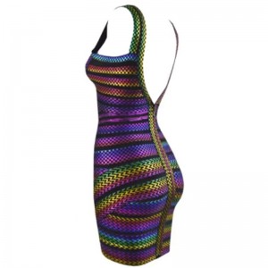 الصيف الخامس-الرقبة ملونة خطوط مطاطية شريط الربط الرسن ضيقة حزمة الفساتين الورك