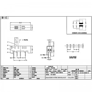 Slide Switch SS23H06 ، مزدوج-الصف 8-مفتاح منزلق عمودي دبوس ، مفتاح الشريحة العمودي لمدفأة كهربائية كهربائية